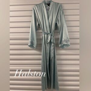 Vintage HALSTON Designer Robe with Embroidered Sleeve Detail - Size L/ XL